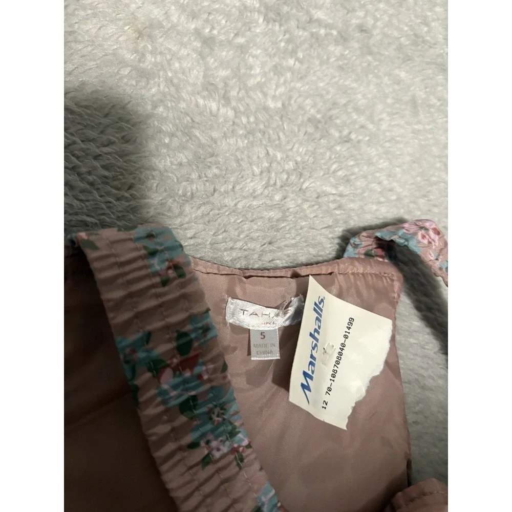 New Tahari Girls Size 5 Pink Floral Snow Bibs‎ Pants New